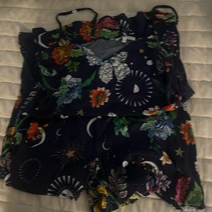 NWOT Johnny Was adjustable tank navy floral pj set